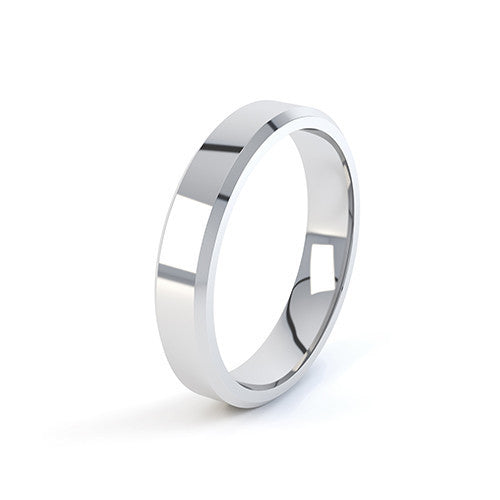 Bevelled Wedding Ring - Z+1 Finger Size, platinum Metal, 6 Width
